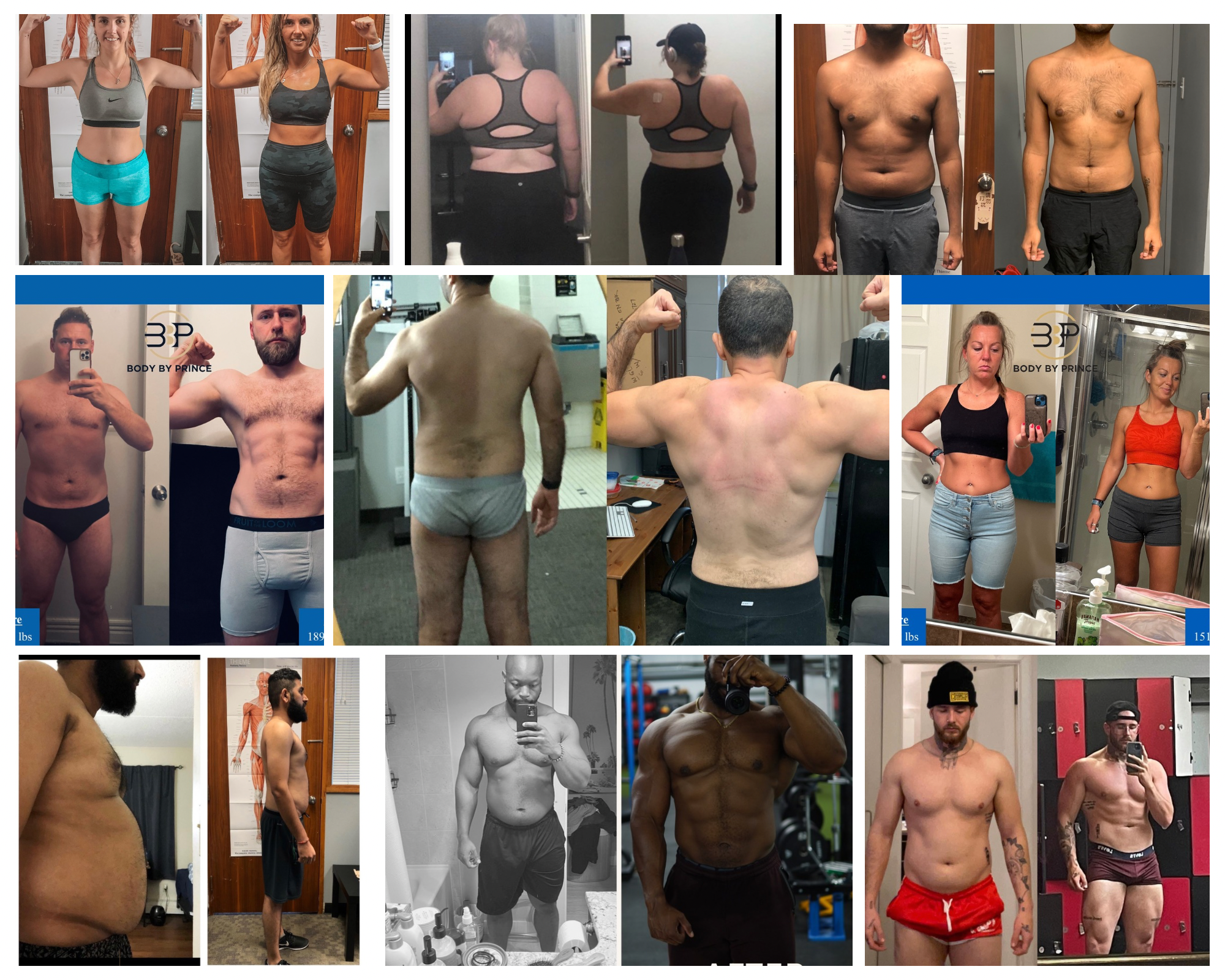 Grid of client before and after transformations