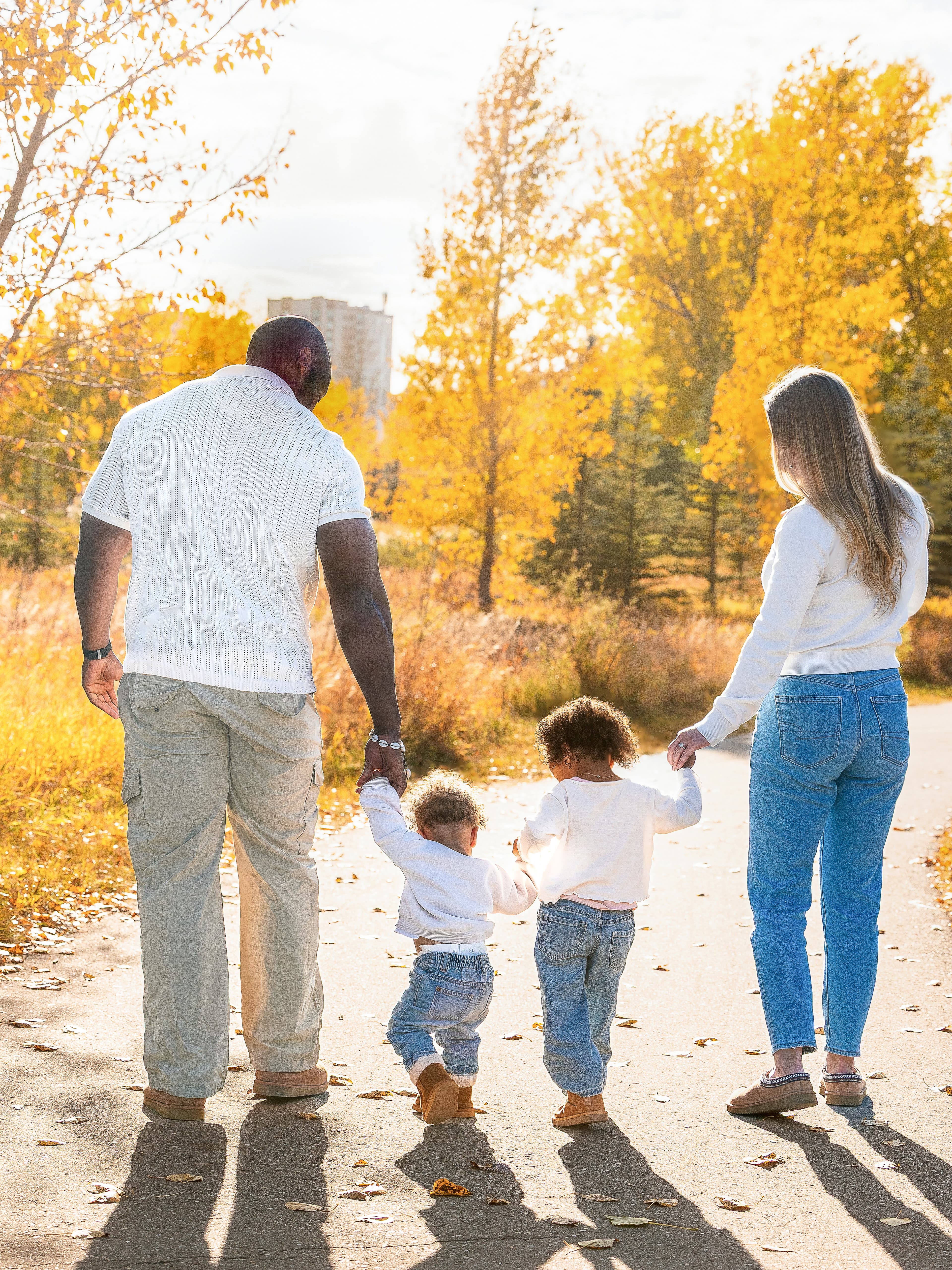 Father walking with his family